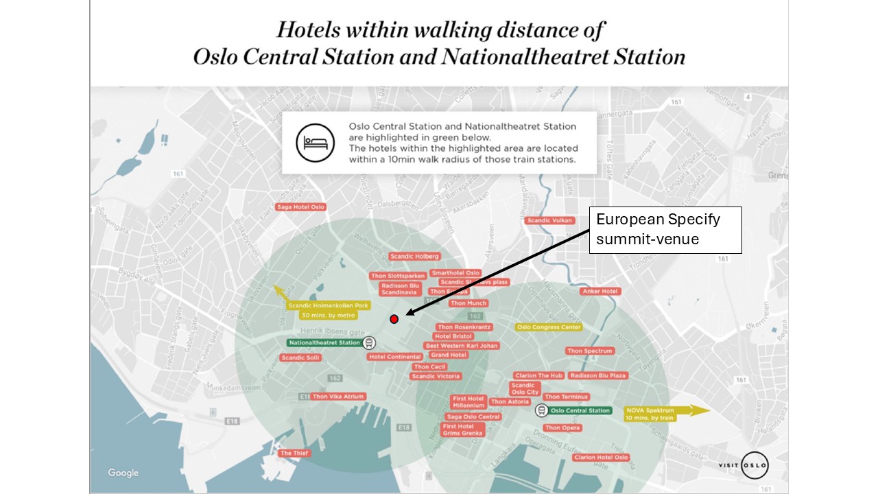 Map with hotels in Oslo