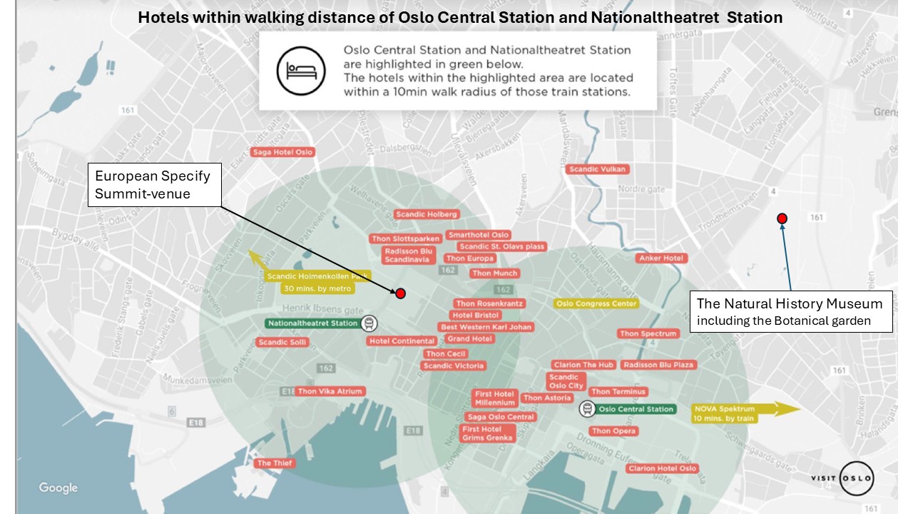 Map with hotels in Oslo